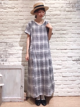 「haco!（ハコ）のアイテム（バレエシューズ）」を使った、いっしき🐻さん（レディース・163cm）の夏コーディネート