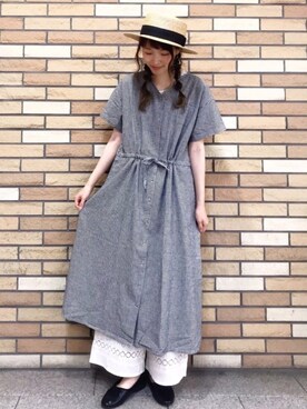 「haco!（ハコ）のアイテム（バレエシューズ）」を使った、いっしき🐻さん（レディース・163cm）の夏コーディネート