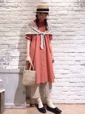 「haco!（ハコ）のアイテム（バレエシューズ）」を使った、いっしき🐻さん（レディース・163cm）の夏コーディネート