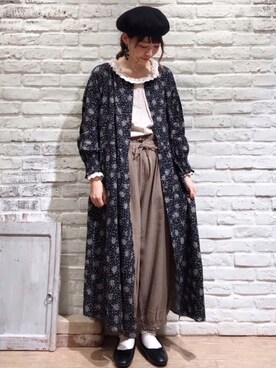 「秋のマイ旬スタイル」｜「アイテム（ハンチング/ベレー帽）」を使った、いっしき🐻さん（レディース・163cm）の秋コーディネート