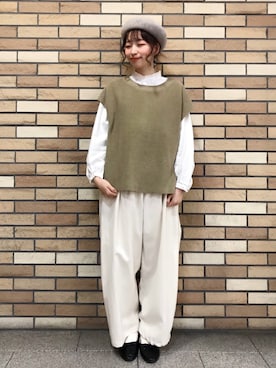 「haco!（ハコ）のアイテム（バレエシューズ）」を使った、いっしき🐻さん（レディース・163cm）の冬コーディネート