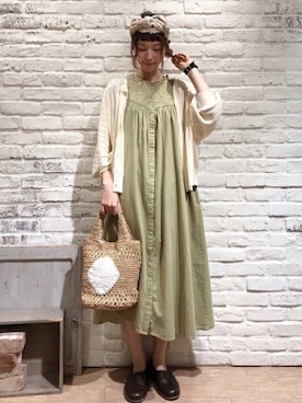 「ヘアバンド」｜「アイテム（スリッポン）」を使った、いっしき🐻さん（レディース・163cm）の夏コーディネート