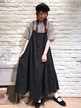 「キャミワンピ」｜「アイテム（シャツワンピース）」を使った、いっしき🐻さん（レディース・163cm）の夏コーディネート