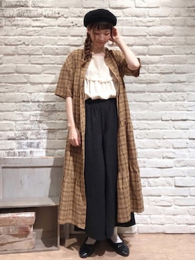 「haco!（ハコ）のアイテム（バレエシューズ）」を使った、いっしき🐻さん（レディース・163cm）の夏コーディネート