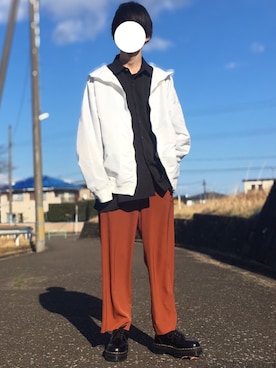「neos（ネオス）のアイテム（MA-1）」を使った、DAIさん（メンズ・176cm）の春コーディネート