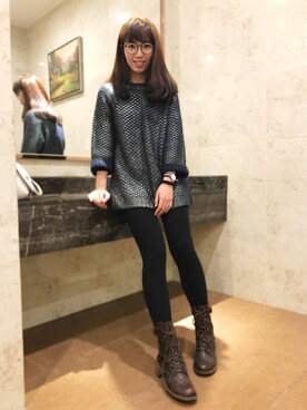 「H&M（エイチ・アンド・エム）のアイテム（カバーオール）」を使った、Yukiさん（レディース・165cm）の冬コーディネート