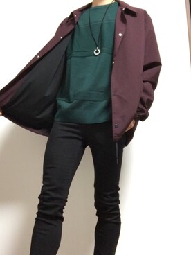 「GU（ジーユー）の（GU）スキニーフィットジーンズ（MEN ⁄ ジーンズ）」を使った、ショウユー。さん（メンズ・172cm）の秋コーディネート