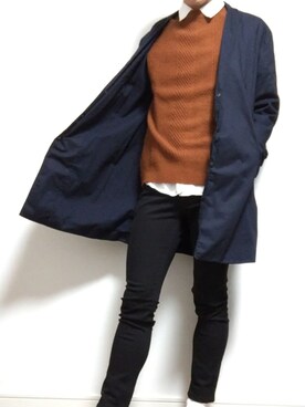 「GU（ジーユー）の（GU）スキニーフィットジーンズ（MEN ⁄ ジーンズ）」を使った、ショウユー。さん（メンズ・172cm）の秋コーディネート