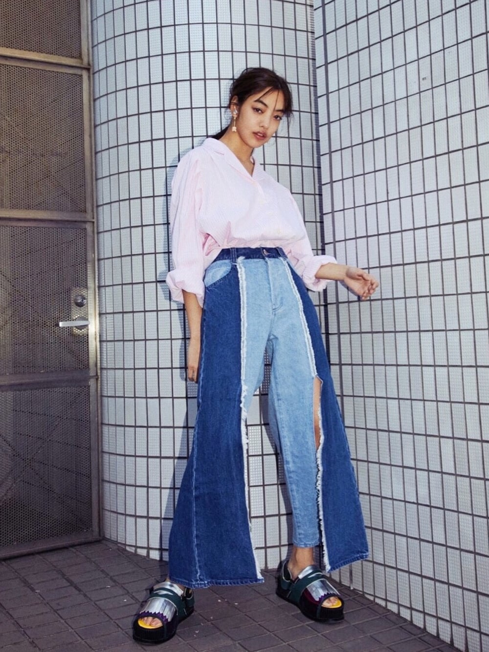 PAMEO POSE（パメオポーズ）の「SKINNY&WIDE DENIM PANTS（デニム  