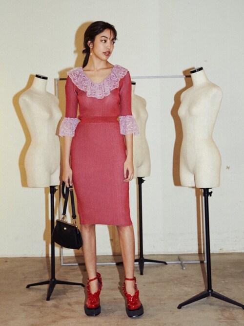 PAMEO POSE（パメオポーズ）の「LACE COLLAR KNIT DRESS（ワンピース