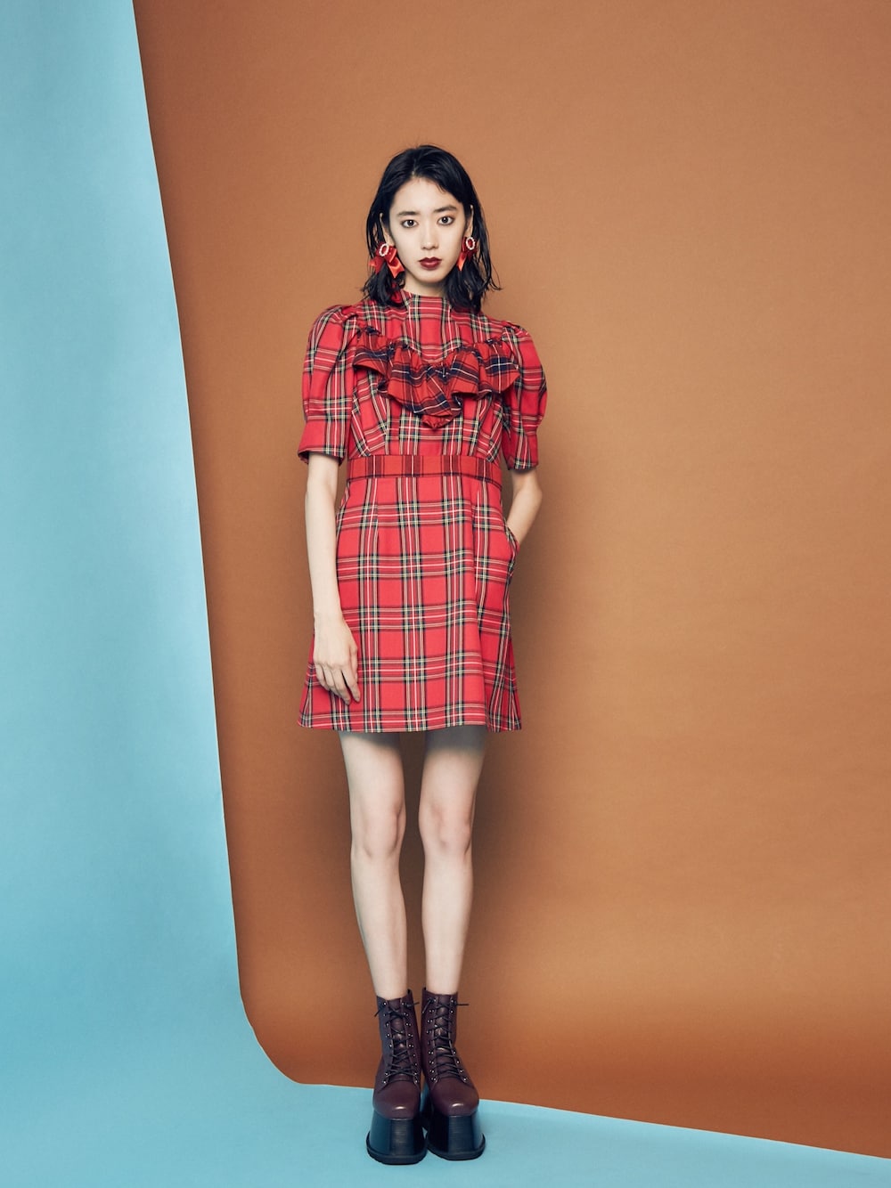 ワンピース PAMEO POSE Plaid Ruffle Mini Dress PAMEO POSE Plaid Ruffle Mini Dress