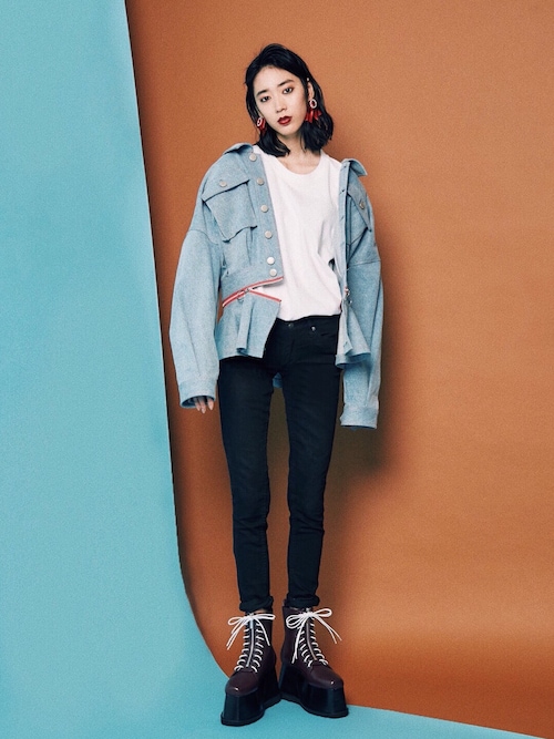 PAMEO POSE（パメオポーズ）の「2way Peplum Denim Jacket（デニム
