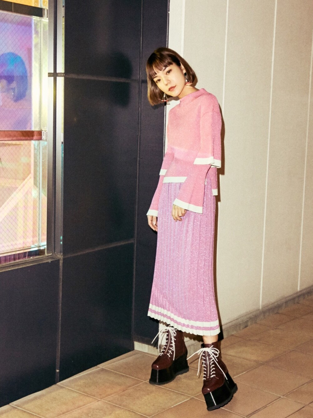 PAMEO POSE - 【PAMEOPOSE】 Glitter Bell Sleeve Knit Top PAMEO POSE（パメオポーズ）の「Glitter Bell Sleeve Knit Top