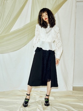 「膝丈スカート」｜PAMEO POSEさん（レディース・168cm）の冬コーディネート