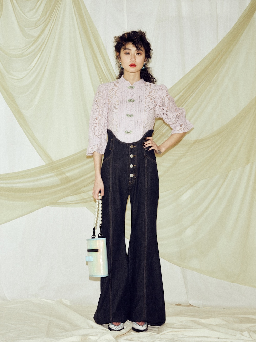 PAMEO POSE（パメオポーズ）の「Alien Leg Denim Pants（デニムパンツ 