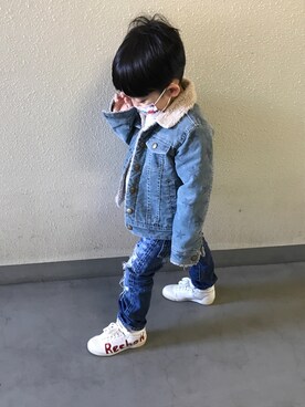 「Daddy Oh Daddy（ダディーオーダディー）のアイテム（デニムジャケット）」を使った、ma-iさん（キッズ・100cm）の冬コーディネート