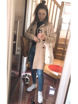 「MIXXO（ミッソ）のアイテム（トレンチコート）」を使った、canさん（レディース・163cm）の春コーディネート