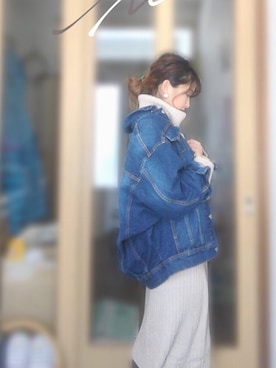 「GRL（グレイル）のアイテム（デニムジャケット）」を使った、Hottiさん（レディース・150cm）の冬コーディネート