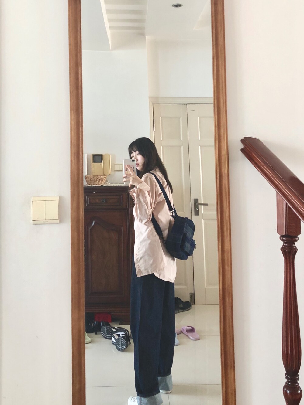 「休闲」｜「UNIQLOのアイテム（バックパック/リュック、グリーン系）」を使った、_iiccee_さん（レディース・163cm）の秋コーディネートの1枚目の写真
