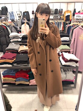 「NET（ネット）のアイテム（ダッフルコート）」を使った、DJ Masakiさん（レディース・159cm）の冬コーディネート