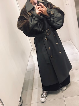 「ファーコート」｜「アイテム（トレンチコート）」を使った、ﾆｶﾞｷ ｱｵｲ ☺︎さん（レディース・154cm）の冬コーディネート