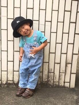 「TOMMY HILFIGER（トミーヒルフィガー）のアイテム（オールインワン・サロペット）」を使った、S×Sさん（キッズ・100cm）の秋コーディネート