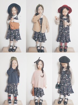 「no brand（ノーブランド）のアイテム（パンプス）」を使った、Chloeeeeeeng410さん（キッズ・90cm）の冬コーディネート