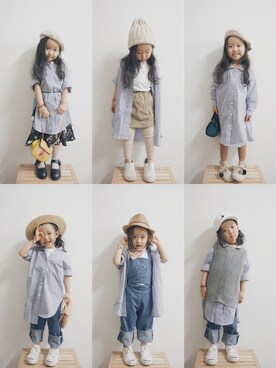 「アイテム（モカシン/デッキシューズ、ホワイト系）」を使った、Chloeeeeeeng410さん（キッズ・90cm）の春コーディネート