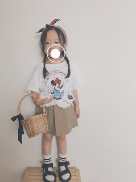 「no brand（ノーブランド）のアイテム（かごバッグ）」を使った、Chloeeeeeeng410さん（キッズ・90cm）の夏コーディネート