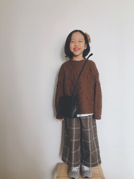 「通勤穿搭」｜Chloeeeeeeng410さん（キッズ・90cm）の冬コーディネート