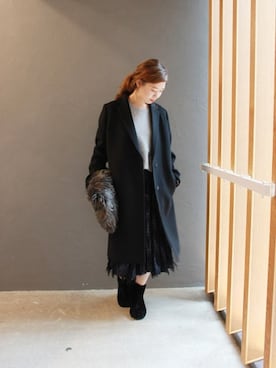 「JOURNAL STANDARD（ジャーナルスタンダード）のアイテム（チェスターコート）」を使った、akiさん（レディース・158cm）の秋コーディネート