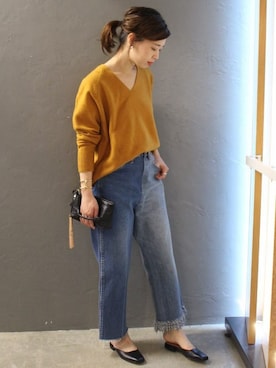 「マスタード」｜akiさん（レディース・158cm）の冬コーディネート