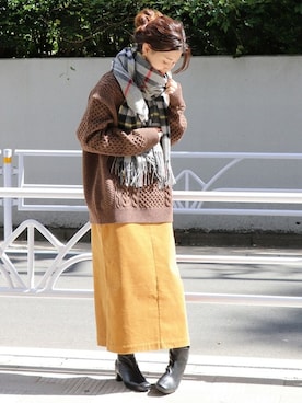「TWEED MILL（ツイードミル）のアイテム」を使った、akiさん（レディース・158cm）の秋コーディネート