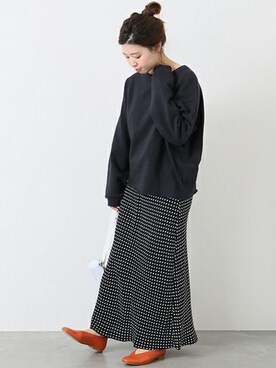 「19ss」｜「アイテム（スウェット）」を使った、akiさん（レディース・158cm）の冬コーディネート