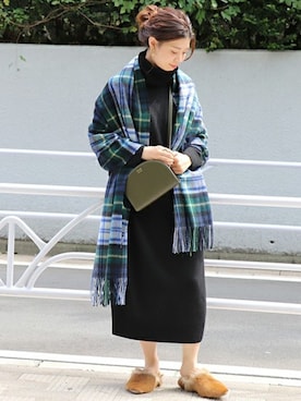 「TWEED MILL（ツイードミル）のアイテム」を使った、akiさん（レディース・158cm）の冬コーディネート