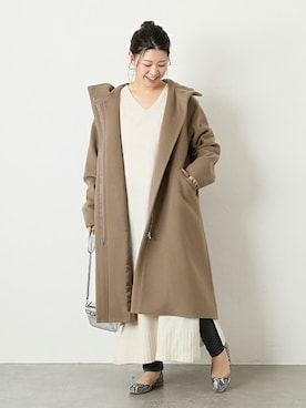 「Vネックワンピース」｜「アイテム（その他アウター）」を使った、akiさん（レディース・158cm）の秋コーディネート