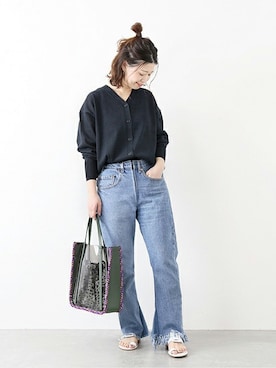 「JOURNAL STANDARD（ジャーナルスタンダード）のアイテム（カーディガン/ボレロ）」を使った、akiさん（レディース・158cm）の冬コーディネート