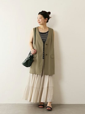 「PLAKTON（プラクトン）のアイテム」を使った、akiさん（レディース・158cm）の春コーディネート