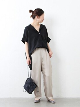 「アイテム（パンプス、グレー系）」を使った、akiさん（レディース・158cm）の夏コーディネート