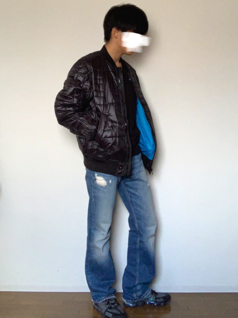 「ストリートカジュアル、ストリート、カジュアル、Diesel、NIKE」｜「DIESELのアイテム（ダウンジャケット/コート、ブラック系）」を使った、laikuさん（メンズ・168cm）の秋コーディネートの1枚目の写真