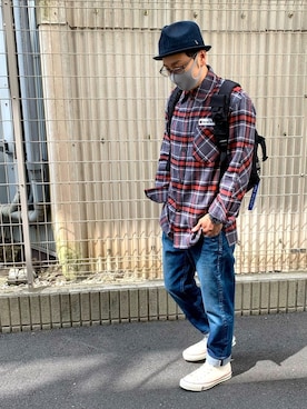 「KITH（キス）のアイテム（スニーカー）」を使った、マングースさん（メンズ・173cm）の春コーディネート