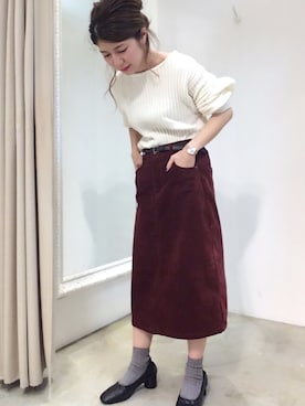 「SKAGEN（スカーゲン）のアイテム」を使った、MiZUKiさん（レディース・153cm）の秋コーディネート