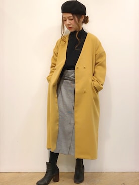 「マスタード」｜MiZUKiさん（レディース・153cm）の冬コーディネート