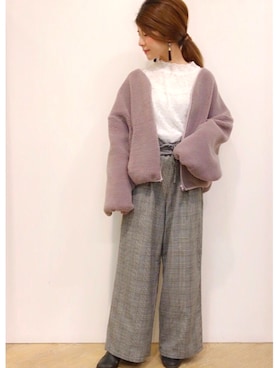「ボアブルゾン」｜MiZUKiさん（レディース・153cm）の冬コーディネート