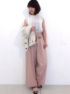 「シースルー」｜「アイテム（ミリタリージャケット）」を使った、MiZUKiさん（レディース・162cm）の春コーディネート