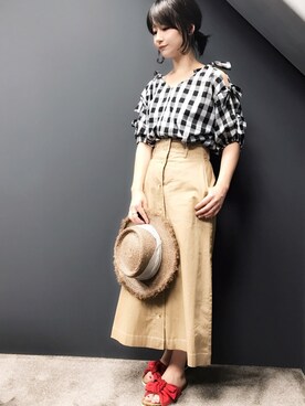 「natural couture（ナチュラルクチュール）のリボンコンフォートサンダル（その他シューズ）」を使った、MiZUKiさん（レディース・162cm）の春コーディネート