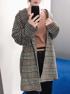 「ワッフル」｜「アイテム（チェスターコート）」を使った、MiZUKiさん（レディース・160cm）の秋コーディネート