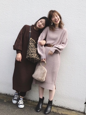 「natural couture（ナチュラルクチュール）のアイテム（イヤリング）」を使った、MiZUKiさん（レディース・160cm）の秋コーディネート