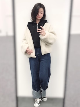 「CONVERSE（コンバース）のconverse（コンバース） ALL STAR OX（オールスターOX）（スニーカー）」を使った、MiZUKiさん（レディース・160cm）の冬コーディネート