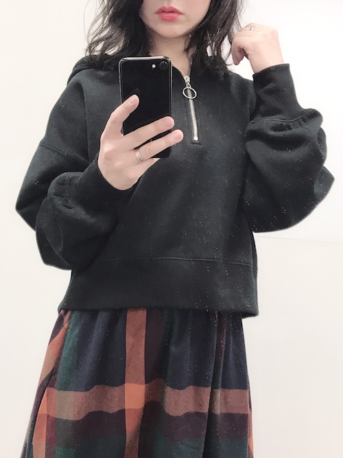 ハーフジップショートパーカー（パーカー）｜natural couture